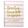 Teach Love Inspire | Blush Pink Grunge Stripes Notebook