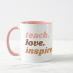Teach Love Inspire Boho Teacher Appreciation Mug<br><div class="desc">The perfect gift for any teacher (or yourself). This stylish mug features a boho color palette neutral tones. Customize the colors by clicking the 'Customize Further' option.</div>