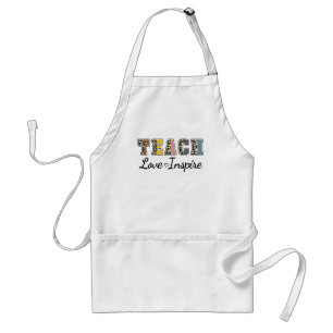Teach, Love, Inspire – Colorful Teacher Adult Apron