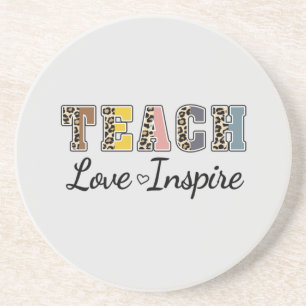 Teach, Love, Inspire – Colorful Teacher Coaster