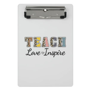 Teach, Love, Inspire – Colorful Teacher Mini Clipboard