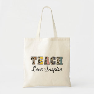Teach, Love, Inspire – Colorful Teacher Tote Bag
