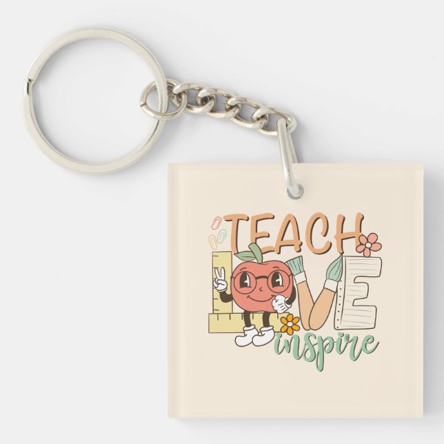 Teach Love Inspire – Cute School Supplies Keychain (Front)