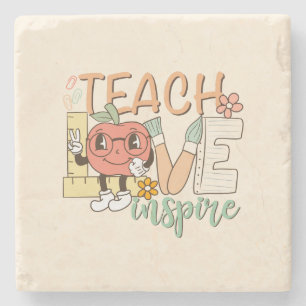 Teach Love Inspire – Cute School Supplies Stone Coaster