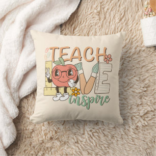 Teach Love Inspire – Cute School Supplies Throw Pillow