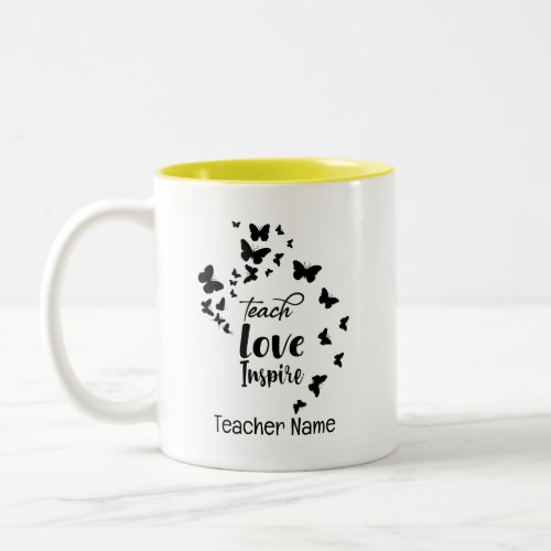 Teach Love Inspire Cute Teacher Two_Tone Coffee Mug