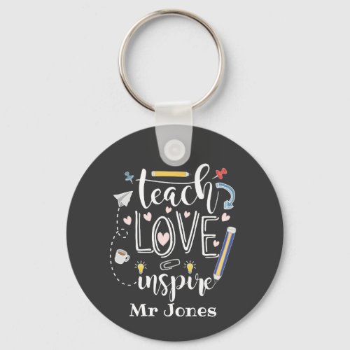 teach love inspire favorite teacher doodle art keychain