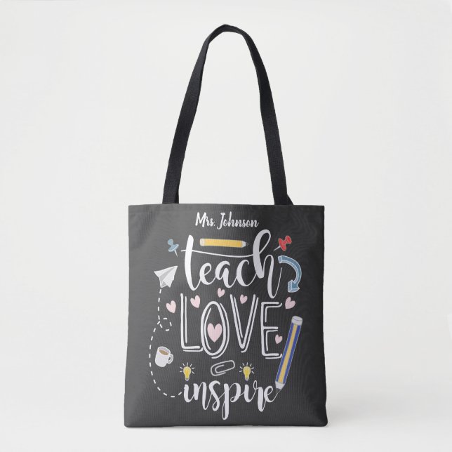 teach love inspire favorite teacher fashion tote bag (Front)