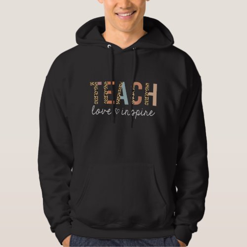 Teach Love Inspire Leopard Back to School Cute Tea Hoodie