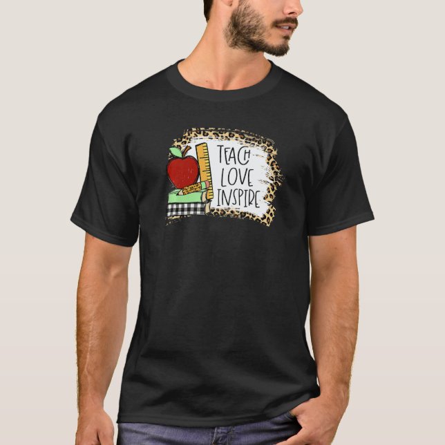 Teach Love Inspire Leopard Cheetah Print 100 Days T-Shirt (Front)