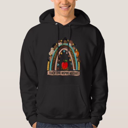 Teach Love Inspire Motivate Rainbow Elementary Kid Hoodie