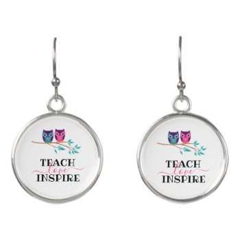 Teach Love Inspire Owl  Thanks For Helping Me Grow Earrings by GenerationIns at Zazzle