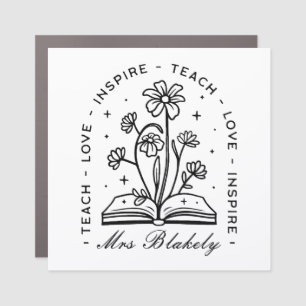Teach love inspire personalized teacher name car magnet
