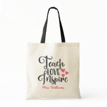 Teach Love Inspire Personalized Teacher Tote Bag Teach Love Inspire Personalized Teacher Tote Bag