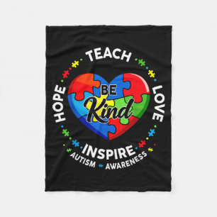 Teach Love Inspire Puzzle for Teacher Women Autism Fleece Blanket