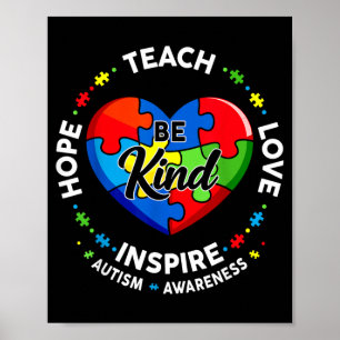 Teach Love Inspire Puzzle for Teacher Women Autism Poster
