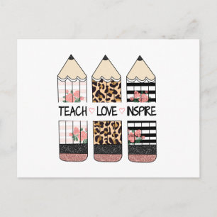Teach Love Inspire Quote Postcard