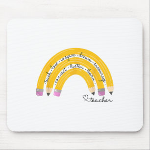 Teach Love Inspire Rainbow Pencil Teacher Ck To Sc Mouse Pad