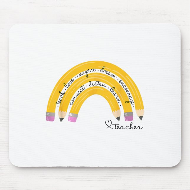 Teach Love Inspire Rainbow Pencil Teacher Ck To Sc Mouse Pad (Front)