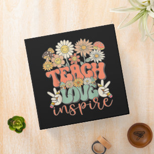 Teach Love Inspire Retro Back to School 3 Ring Binder