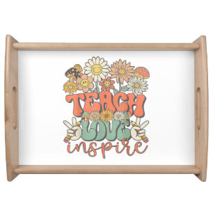 teach love inspire retro back to school serving tray
