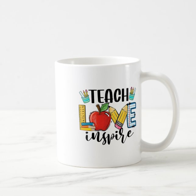 Teach Love Inspire Shirt Funny Ck To School Teache Coffee Mug (Right)