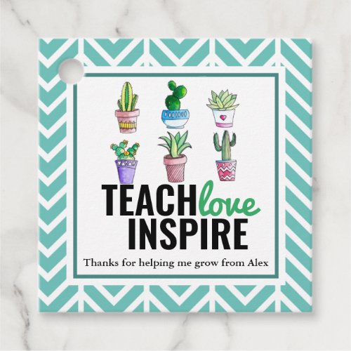 Teach love inspire teach love inspire teal favor tags