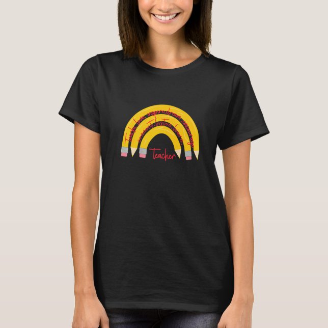 teach love inspire Teacher Back To School Rainbow  T-Shirt (Front)