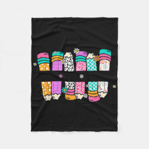 Teach Love Inspire Teacher Pencil Back To School F Fleece Blanket
