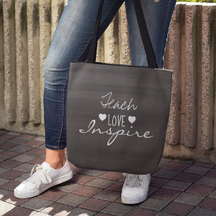Teach Love Inspire Teacher Quote Personalized Tote Bag