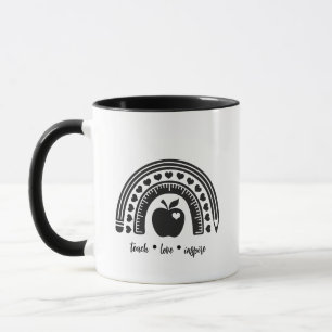 Teach Love Inspire Teacher Rainbow Apple  Mug