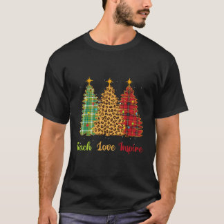 Teach Love Inspire Teacher Shirt Christmas Tree Le