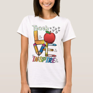 Teach, Love, Inspire. Teacher style design. T-Shirt