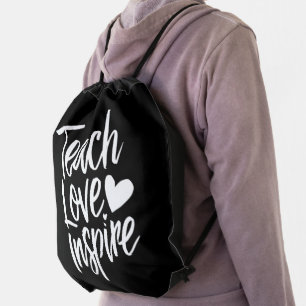 Teach Love Inspire Teacher's Day Gift Teacher Life Drawstring Bag