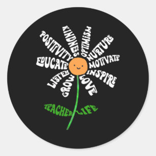 Teach Love Inspire Teachers Inspirational Flower T Classic Round Sticker