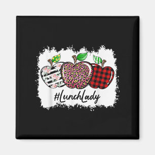 Teach Love Insre Lunch Lady Leopard Red Plain  Magnet