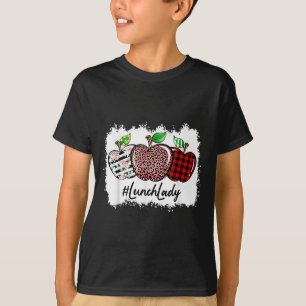 Teach Love Insre Lunch Lady Leopard Red Plain T-Shirt