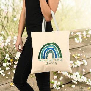 Teach Love Laugh Rainbow Teacher Appreciation  Tote Bag