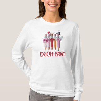 Teach Love Pencil, Teach Valentine Day  T-Shirt