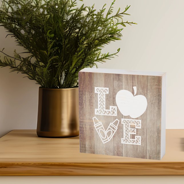 Teach Love Teacher Inspiration Motivation Wooden Box Sign (Creator Uploaded)