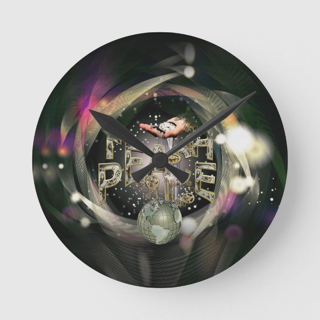 Teach Peace Around the World Round Clock (Front)