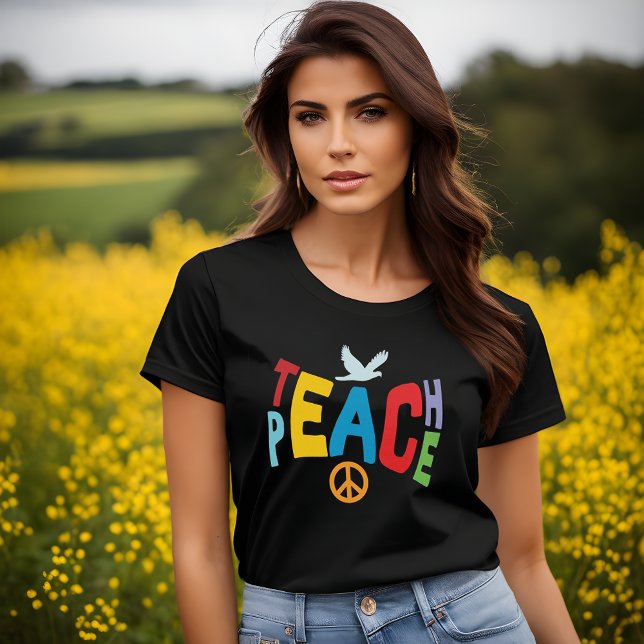 Teach Peace Black Tee Shirt (🕊️ Wear Harmony: Teach Peace T-Shirt! 🌈)
