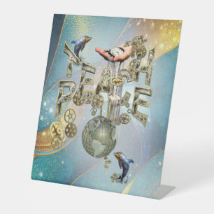 Teach Peace Christmas Gathering gifts Pedestal Sign