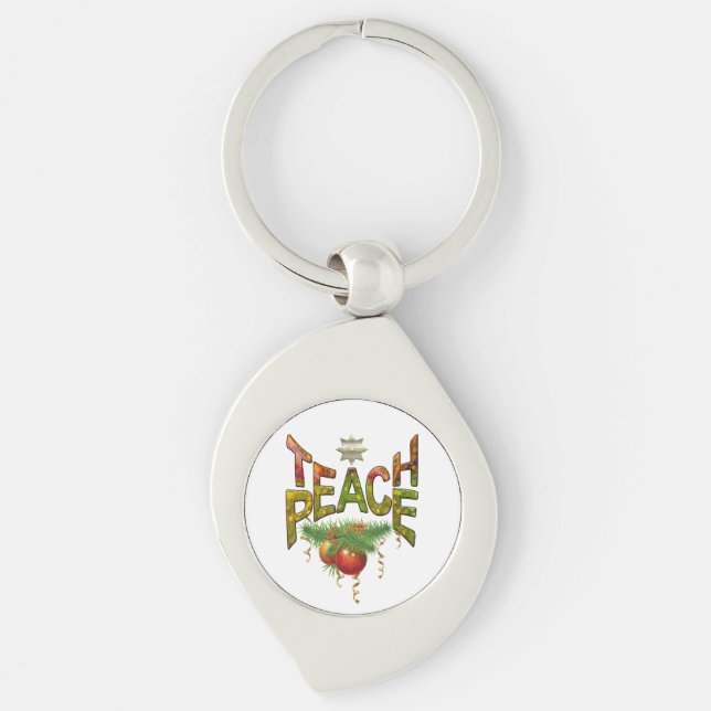 Teach Peace Christmas Gathering Keychain (Front)