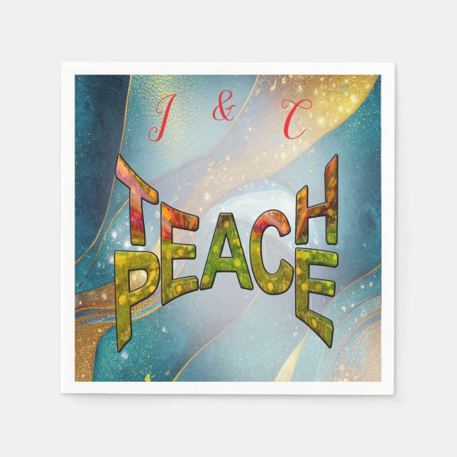 Teach Peace Christmas Gathering Napkins (Front)