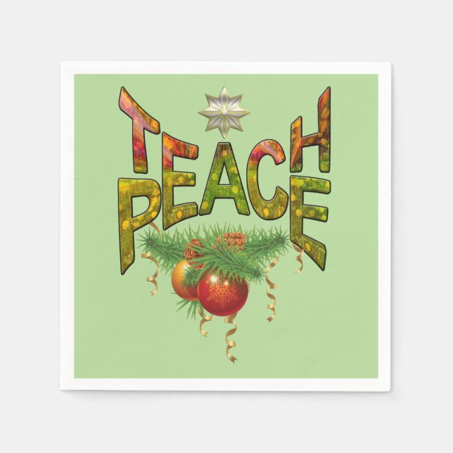 Teach-Peace Christmas party Napkins (Front)