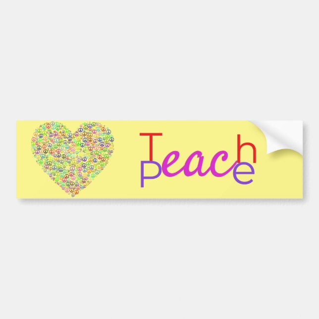 Teach Peace Heart Thunder_Cove Bumper Sticker (Front)