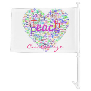 Teach Peace Heart Thunder_Cove Car Flag