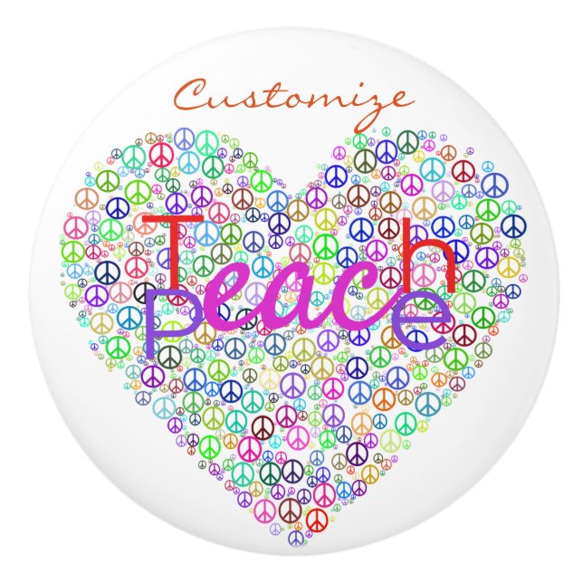 Teach Peace Heart Thunder_Cove Ceramic Knob (Front)