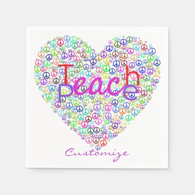 Teach Peace Heart Thunder_Cove Napkins (Front)